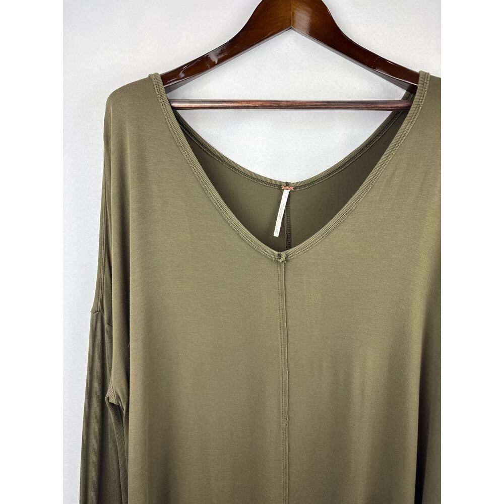 Women’s Free People XL Olive Green Long Sleeve V-Neck Shirt - Picture 2 of 5